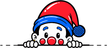 The foolish clown peeking over a ledge to say hello